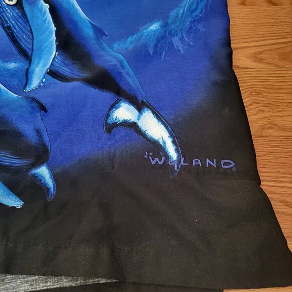 Robert Wyland Bluewater Ocean Whale Wall Mural Signature Hawaiian Shirt Large - Picture 4 of 13